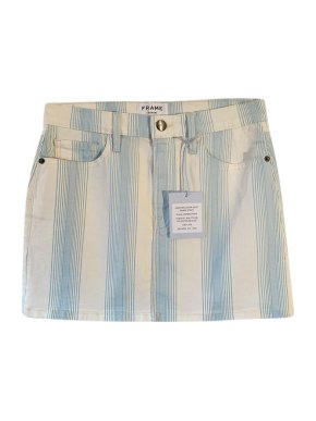 Frame Blue & White Ombre Stripe Denim Le Mini Skirt