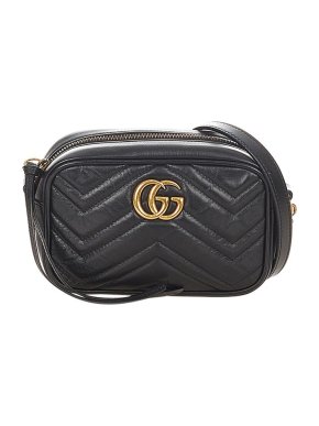 Gucci Black Leather GG Marmont Bag