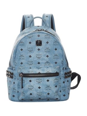 MCM Blue Visetos Leather Mini Backpack