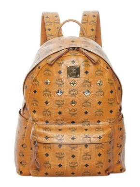 MCM Cognac Visetos Stark Leather Backpack