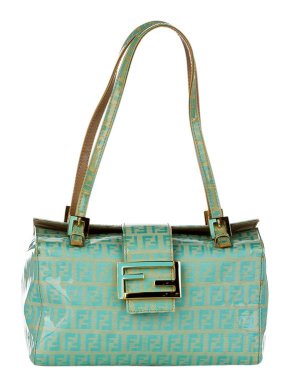 Fendi Mint Green Patent Zucchino Baguette