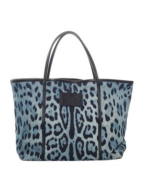 Dolce & Gabbana Blue Leopard Leather Miss Escape Tote Bag