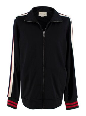 Gucci Black Logo Tape Trim Sports Jacket