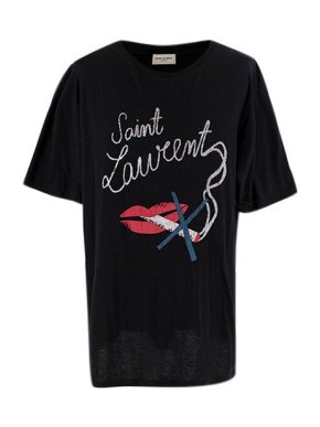 Saint Laurent No Smoking Logo Print T-Shirt