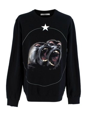 Givenchy Black cotton jersey monkey print sweatshirt