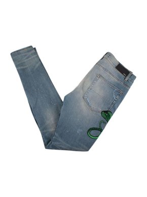 Amiri Snake Patch Light Wash Distressed Jeans