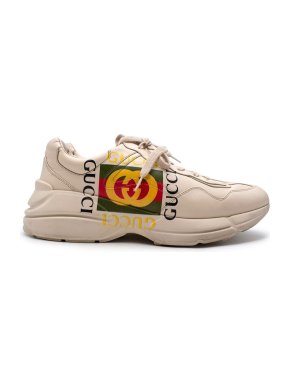 Gucci Ecru Leather Rhyton Sneakers