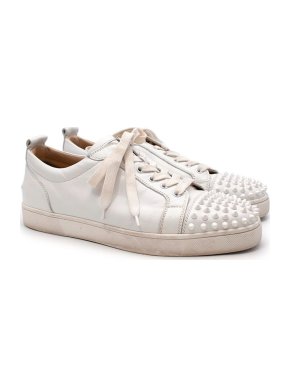 Christian Louboutin White Leather Louis Junior Spike Sneakers