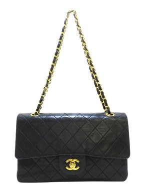 Chanel Black Leather Quilted Medium Double Flap Bag