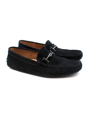 Navy suede Double T driving loafers