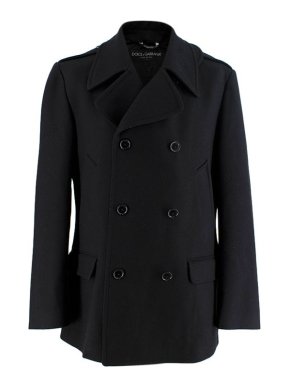 Dolce & Gabbana Black Wool Double Breasted Coat