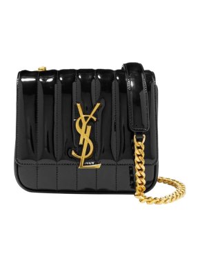 Saint Laurent Vicky Small Quilted Patent-leather Shoulder Bag