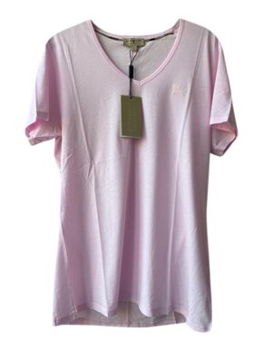 Burberry Pink Embroidered V-Neck T-Shirt