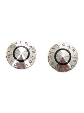 Bvlgari Silver Tone Logo Cufflinks
