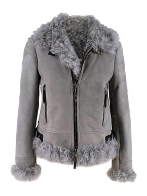 Giuseppe Zanotti Grey Shearling Lined Aviator Jacket