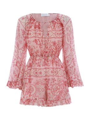 Zimmermann Filigree Stripe Castile Flared Sleeve Playsuit