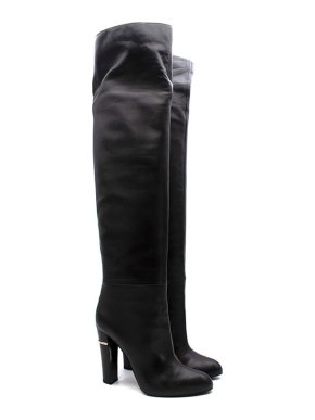 Sergio Rossi Black leather knee high boots