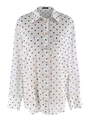 Balmain Silk cream and black polka dot shirt