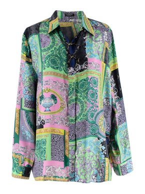 Versace Barocco Mosaic Print Silk Shirt