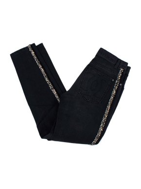 Chanel Black jeans with tweed trim