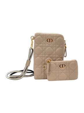 Dior Light beige Cannage quilted leather Caro multifunctional pouch