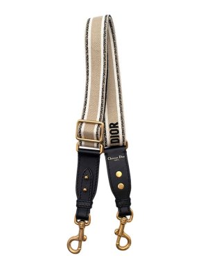 Dior Navy & beige logo canvas bag strap
