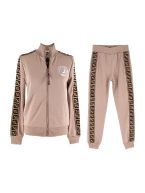 Fendi Nude-beige FF trimmed track jacket & joggers