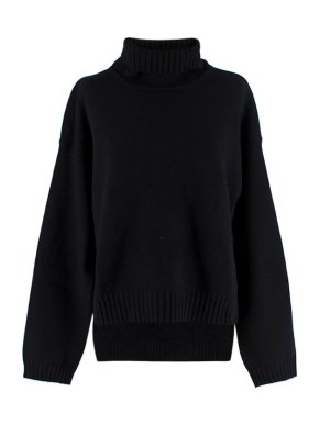 Tom Ford Black Knit Roll Neck High Low Jumper