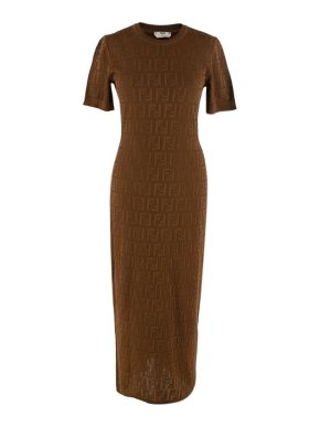 Fendi Brown FF Monogram Jacquard Dress