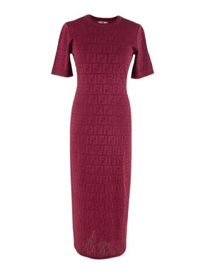 Fendi Burgundy FF Monogram Jacquard Dress