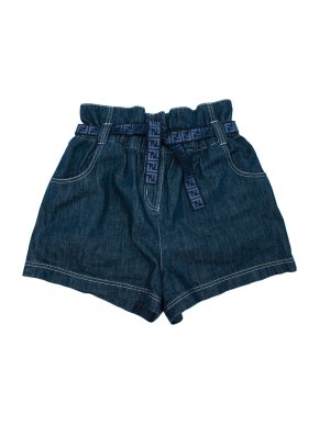 Fendi Indigo denim paper bag waist shorts