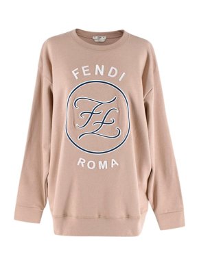 Fendi Beige Roma Logo Print Sweatshirt