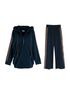 Fendi Navy cotton FF zip through hoodie & joggers