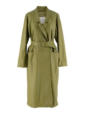 Lapointe Green Leather Trench Coat