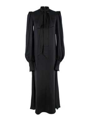 The Vampires Wife Black silk pussy-bow maxi dress