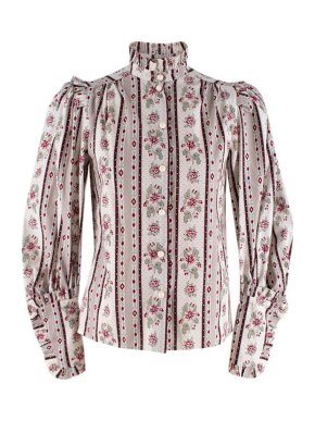 Anna Mason Floral Striped High Neck Blouse