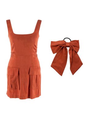 Usisi. Sister Orange Flower Jacquard Dress & Scrunchie