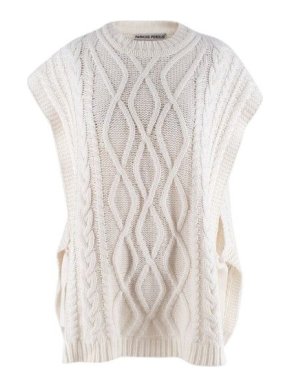 Paradis Perdus Cream cable knit tie-side vest