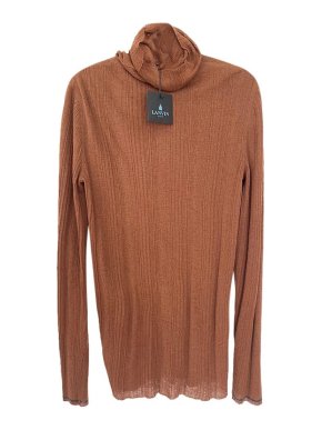 Lanvin Brown Wool High Neck Mini Dress