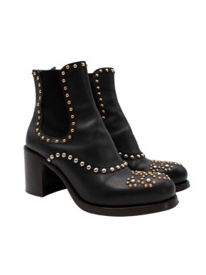 Prada Black Studded Western Boots 1