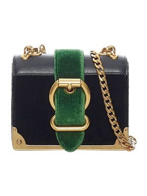 Prada Velluto Micro Cahier Bag Black Green