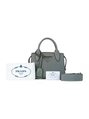 Prada Blue-Gray Saffiano Shoulder Bag