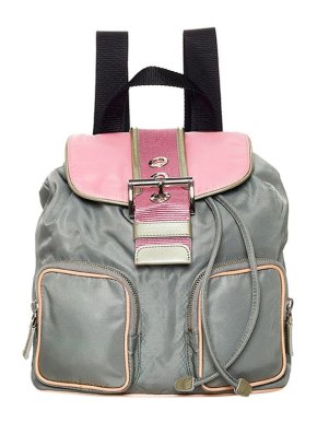 Prada Grey & Pink Nylon Drawstring Backpack