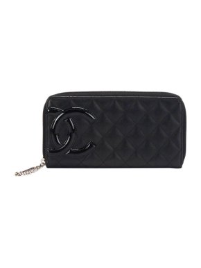 Chanel Cambon Ligne Lambskin Zip-Around Long Wallet