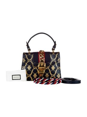 Gucci Sylvie GG Rhombus Flower Mini Shoulder Bag