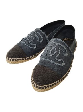 Chanel Blue & Black Denim CC Espadrilles