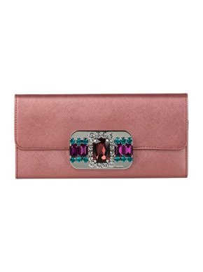 Prada Pink Saffiano leather long wallet