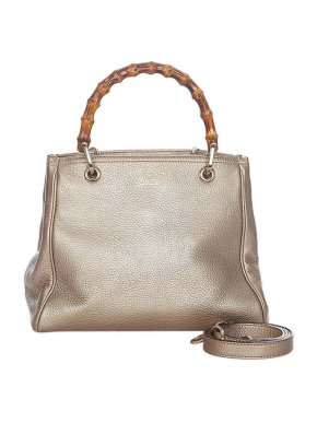 Gucci Metallic leather Bamboo Shopper tote bag