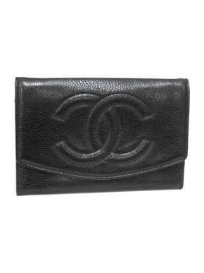 Chanel Black Caviar leather CC bifold wallet