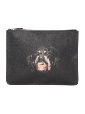 Givenchy Black leather Rottweiler clutch bag